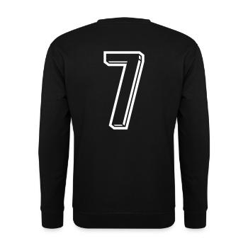 7 Jahre Trikot Nummer 7 - Zahl SIEBEN Rückennummer - Unisex Pullover - Schwarz - Hinten - Michal (187cm)