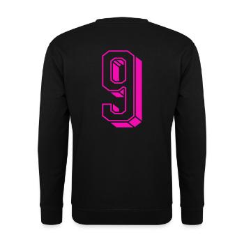 Zahl neun - Nummer 9 pink Mädchen Trikotnummer - Unisex Pullover - Schwarz - Hinten - Alina (178cm)