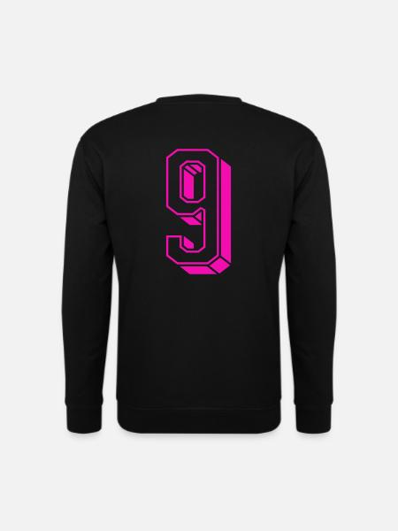 Zahl neun - Nummer 9 pink Mädchen Trikotnummer - Unisex Pullover - Schwarz