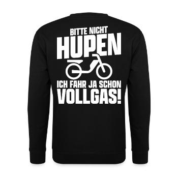 Bitte nicht hupen Roller Moped Mofa Rückseite - Unisex Pullover - Schwarz - Hinten - Michal (187cm)