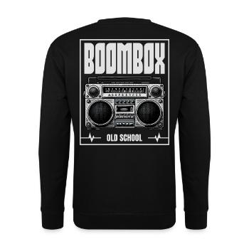 Boombox Old School – Radio rétro - Sweat-shirt Unisexe - noir - Dos - Michal (187cm)