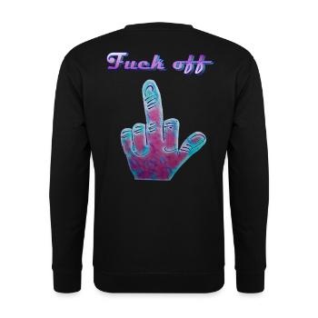 Fuck off - Unisex Pullover - Schwarz - Hinten - Alina (178cm)
