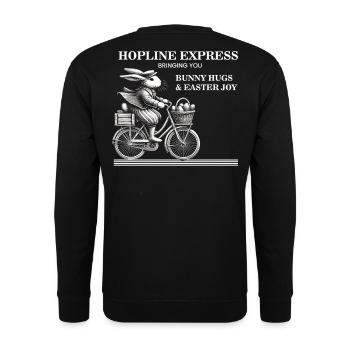 Ostern Retro Hase Fahrrad Freude Bunny Hugs - Unisex Pullover - Schwarz - Hinten - Alina (178cm)