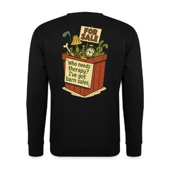 Brocante Marché Vide-grenier Thérapie Vintage Rétro - Sweat-shirt Unisexe - noir - Dos - Alina (178cm)