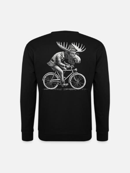 Lustiges Fahrradmotiv mit Elch für Hobbyradler - Unisex Pullover - Schwarz