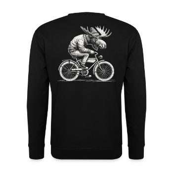 Retro Bicycle Moose Design for Cyclists with Humor - Unisex Sweatshirt - black - Back - Alina (178cm)