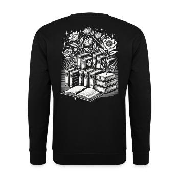 Retro Book Lover Floral Book Design in - Unisex Sweatshirt - black - Back - Alina (178cm)