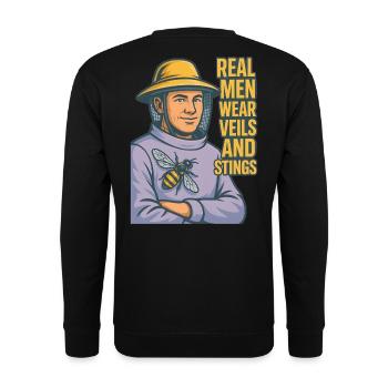 Real Men Wear Veils And Stings Imker Bienen - Unisex Pullover - Schwarz - Hinten - Alina (178cm)