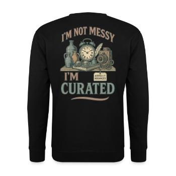 Collectionneur d’antiquités Messy Curated - Sweat-shirt Unisexe - noir - Dos - Alina (178cm)