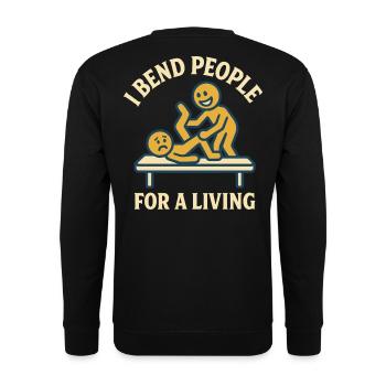Je plie les gens pour un vivant Kinésithérapeute humour - Sweat-shirt Unisexe - noir - Dos - Alina (178cm)