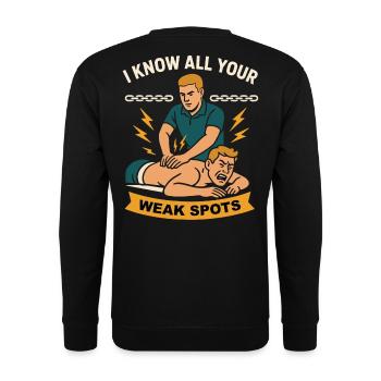 Physiotherapists know all their weak points - Unisex Sweatshirt - black - Back - Alina (178cm)