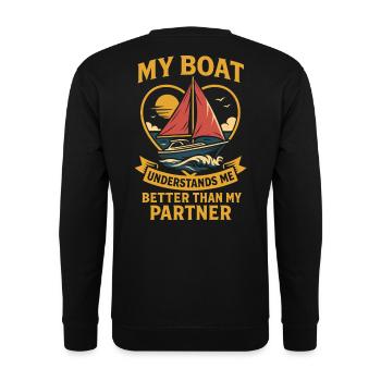 My Boat Understands Me Better Humor Captain - Unisex Sweatshirt - black - Back - Alina (178cm)