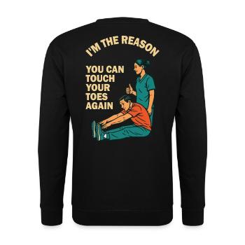 Physiotherapist The reason for exercise saying - Unisex Sweatshirt - black - Back - Alina (178cm)