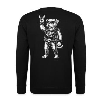 Heavy Metal Rock Musique Drôle Bulldog Design - Sweat-shirt Unisexe - noir - Dos - Michal (187cm)