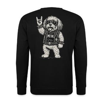 Metall Havaneser Hund Rockmusik Heavy Metal Lustig - Unisex Pullover - Schwarz - Hinten - Alina (178cm)