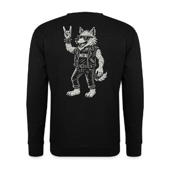 Wolf Metal Musik Rock Musik Funny Heavy Metal - Unisex Pullover - Schwarz - Hinten - Alina (178cm)