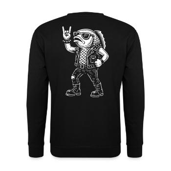 Rock Music Humor Fish with Heavy Metal Vibes - Unisex Sweatshirt - black - Back - Alina (178cm)