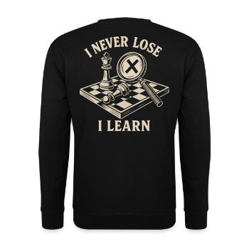 I never lose, I learn chess players - Unisex Sweatshirt - black - Back - Alina (178cm)