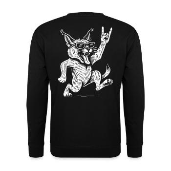 Rock Musik Lynx Lustiges Heavy metal zeichen Retro - Unisex Pullover - Schwarz - Hinten - Alina (178cm)