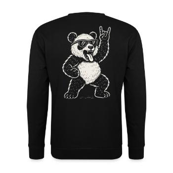 Heavy Metal Panda Rock Musik Lustige Vibes - Unisex Pullover - Schwarz - Hinten - Alina (178cm)