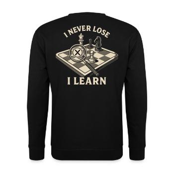 I never lose, I learn chess players - Unisex Sweatshirt - black - Back - Michal (187cm)