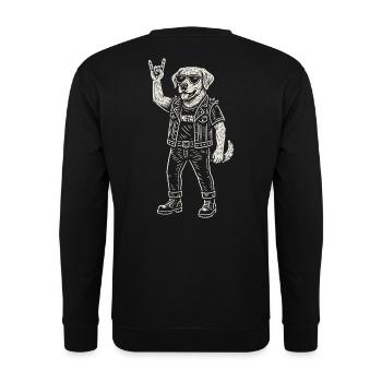 Rock Musique Drôle Chien Golden Retriever Heavy Metal - Sweat-shirt Unisexe - noir - Dos - Alina (178cm)