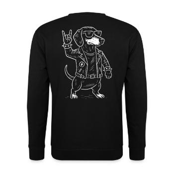 Metal Music Dachshund Rock Musik Funny Heavy Metal - Unisex Pullover - Schwarz - Hinten - Alina (178cm)
