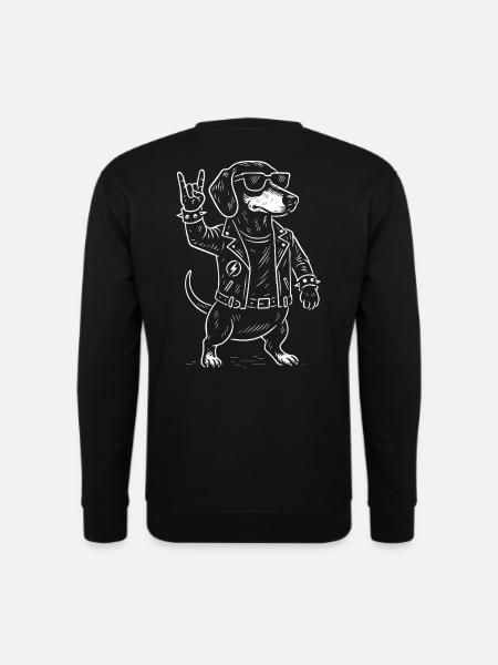 Metal Music Dachshund Rock Musik Funny Heavy Metal - Unisex Pullover - Schwarz