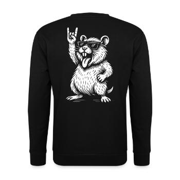Metal Music Rock Musik Hamster Heavy Metal - Unisex Pullover - Schwarz - Hinten - Alina (178cm)