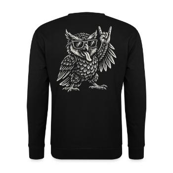 Musique rock, Hibou, Drôle, Heavy metal, Ambiance rétro - Sweat-shirt Unisexe - noir - Dos - Alina (178cm)