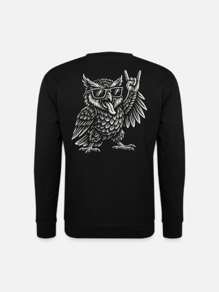Rockmusik Eule Lustig Heavy Metal Retro Vibes - Unisex Pullover - Schwarz
