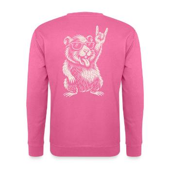 Guinea Pig Rock Music Funny Heavy Metal Retro - Unisex Sweatshirt - pink - Back