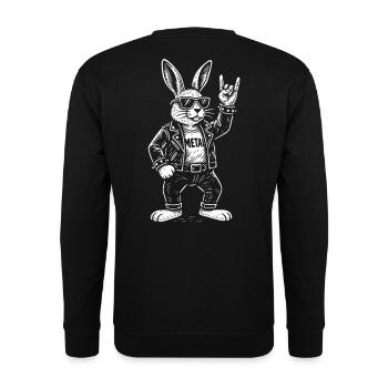 Métal Lapin Rock Musique Drôle Heavy Metal Rétro - Sweat-shirt Unisexe - noir - Dos - Michal (187cm)