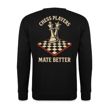 Schachspieler Mate Besser Lustig Schachliebhaber - Unisex Pullover - Schwarz - Hinten - Alina (178cm)