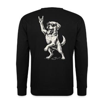 Rock Music Dog Golden Retriever Funny - Unisex Sweatshirt - black - Back - Alina (178cm)