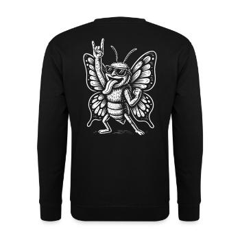 Rockmusik Schmetterling Lustig Heavy Metal - Unisex Pullover - Schwarz - Hinten - Alina (178cm)