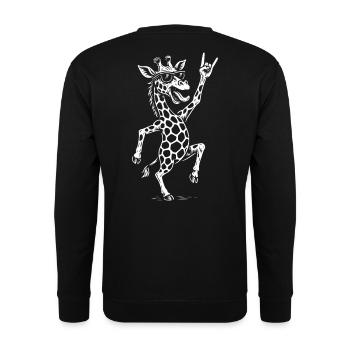 Rockmusik Giraffe Metallmusik Retro Spaß Design - Unisex Pullover - Schwarz - Hinten - Michal (187cm)