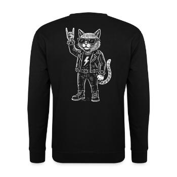 Funny Rock Music Cat Metal Music Humor - Unisex Sweatshirt - black - Back - Alina (178cm)