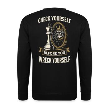 Joueur d’échecs Planche vérifiez-vous, - Sweat-shirt Unisexe - noir - Dos - Michal (187cm)