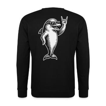 Rock Musique Drôle Dauphin Heavy Metal Rétro - Sweat-shirt Unisexe - noir - Dos - Michal (187cm)