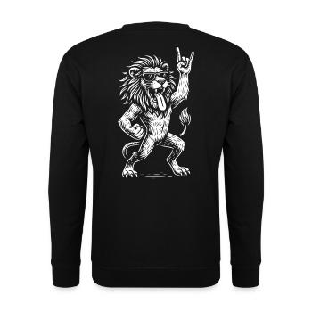 Rock Musik Lion Metal Musik Lustig Heavy Metal - Unisex Pullover - Schwarz - Hinten - Alina (178cm)