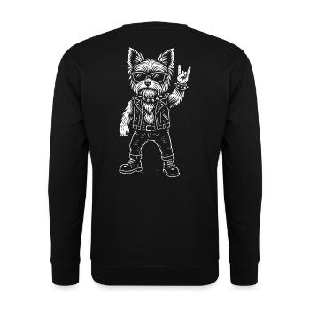 Musique rock Drôle Heavy Metal Yorkshire Terrier - Sweat-shirt Unisexe - noir - Dos - Michal (187cm)
