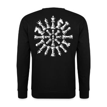 Chess Pieces Circle Mandala for Chess Lovers - Unisex Sweatshirt - black - Back - Alina (178cm)