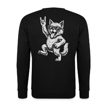 Metal Musik Lustige Katze Rock Musik Retro Style - Unisex Pullover - Schwarz - Hinten - Michal (187cm)