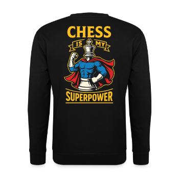 Schach Ist Meine Superkraft Lustiger Schachspieler - Unisex Pullover - Schwarz - Hinten - Alina (178cm)