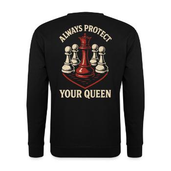 Always protect your queen chess player - Unisex Sweatshirt - black - Back - Michal (187cm)