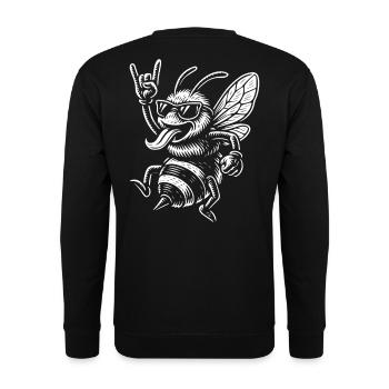 Rock Music Funny Heavy Metal Retro Bee Vibe - Unisex Sweatshirt - black - Back - Alina (178cm)