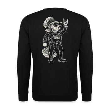 Heavy Metal Fisch Rockmusik Lustiger Goldfisch - Unisex Pullover - Schwarz - Hinten - Michal (187cm)