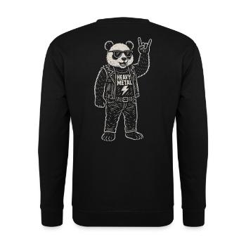 Heavy Metal Panda Retro Rock Musik Lustig Metall - Unisex Pullover - Schwarz - Hinten - Alina (178cm)