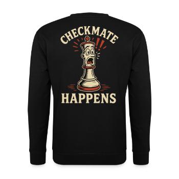 Checkmate Happens Schachspieler-enthusiasten Brett - Unisex Pullover - Schwarz - Hinten - Alina (178cm)